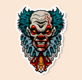 Blue Hair Scary Clown Vinyl Sticker