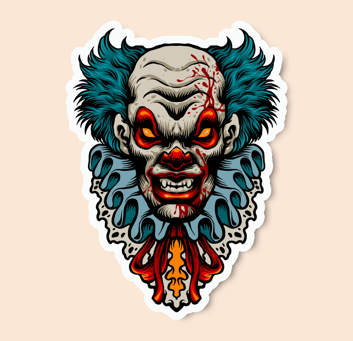 Blue Hair Scary Clown Vinyl Sticker